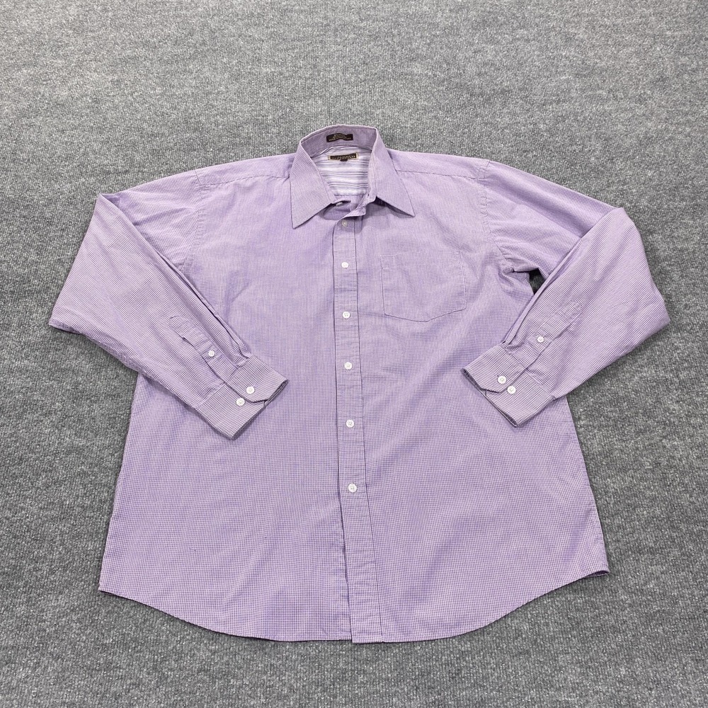 James Tattersall Shirt Mens XL Purple Check Long Sleeve Button Up‎ Dress Casual